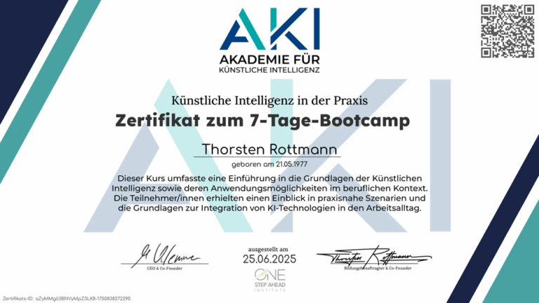 Zertifikat 7 Tages Bootcamp